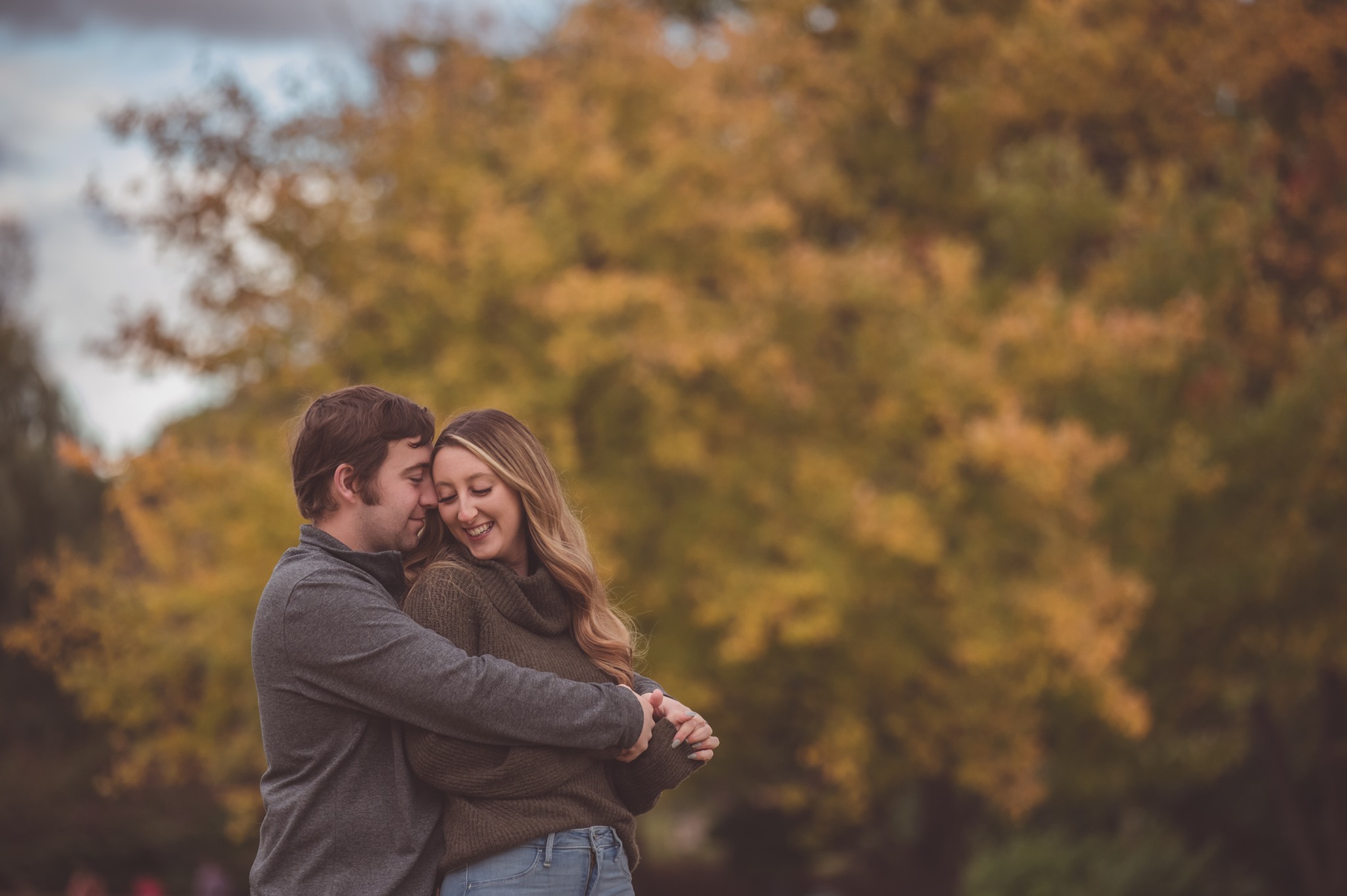 Fall engagement photo in Michigan