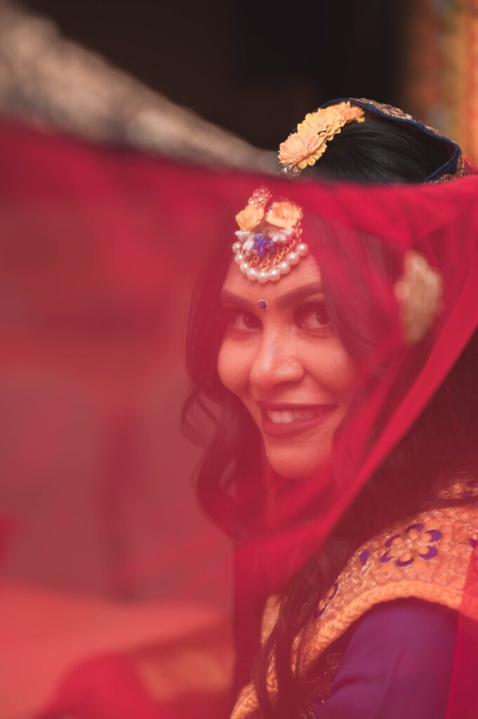 Image of the bride in a haldi ceremony